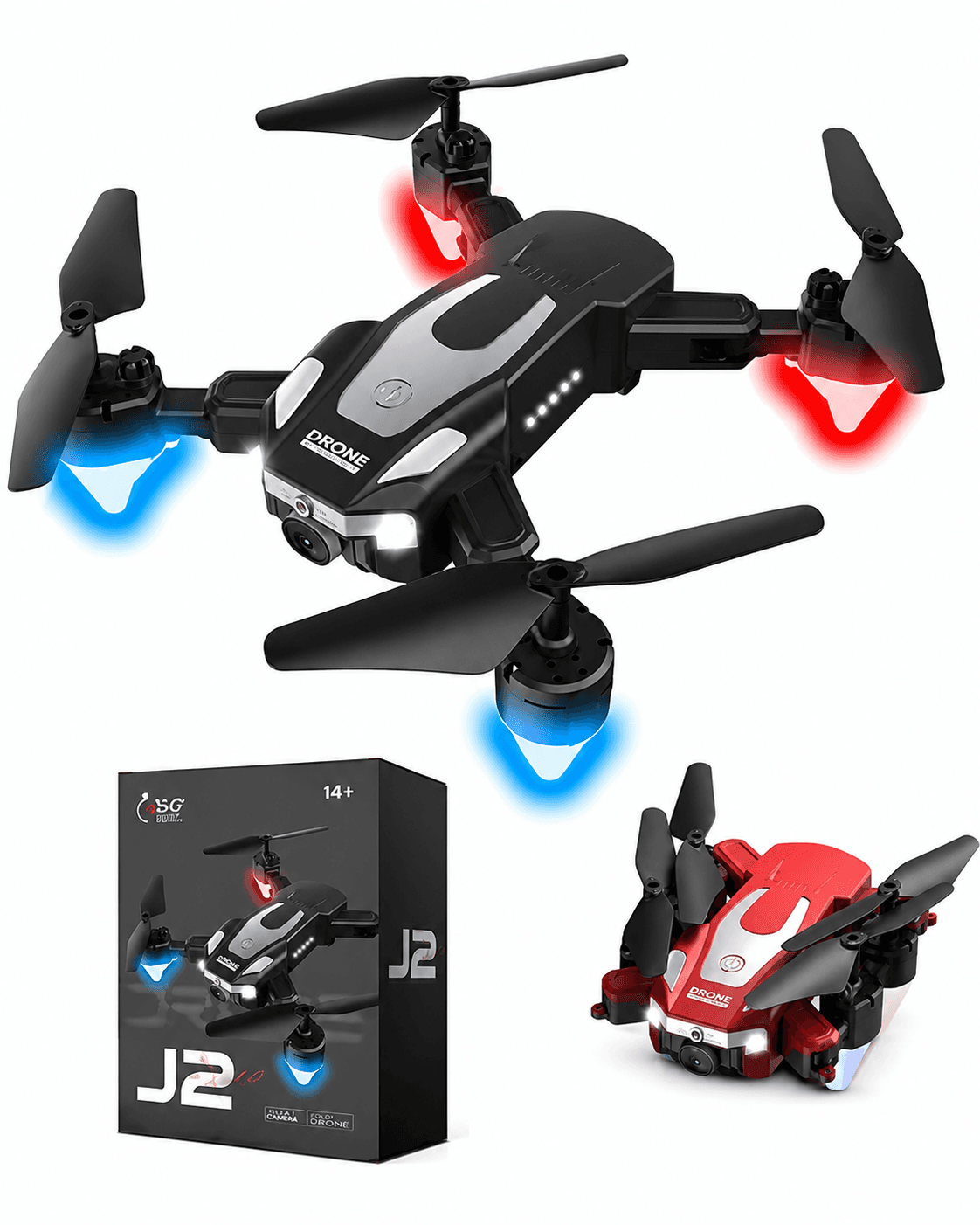 J2 Drone with Dual HD Camera | Foldable Quadcopter with Wi-Fi FPV | Altitude Hold | One-Key Takeoff & Landing | Multiple Flight Modes for Kids & Beginners