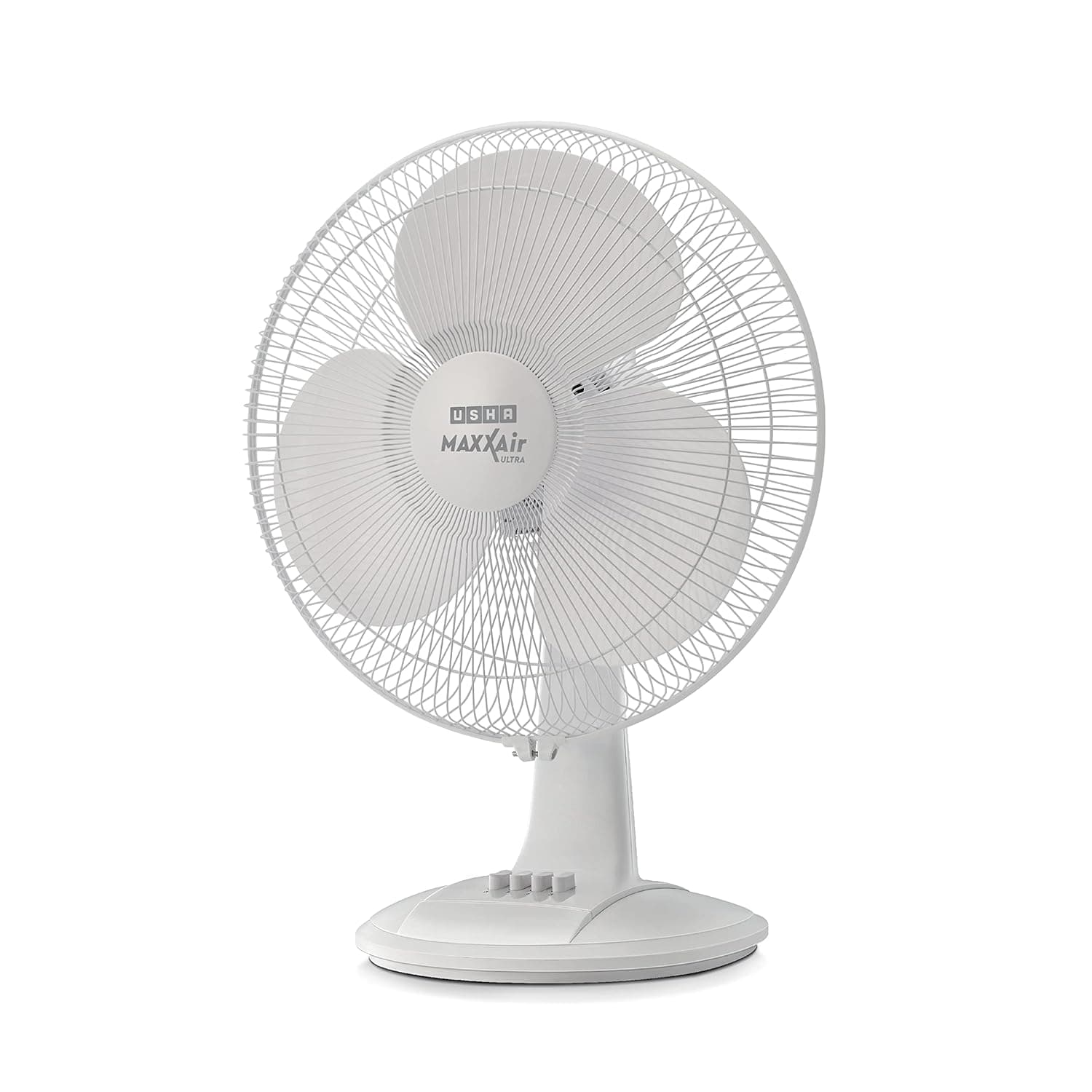 USHA Maxx Air Ultra Table Fan, 400MM Sweep Size,1350 RPM,Aerodynamic Blade Design for High Air Delivery,Corrosion Protection with Plastic Blades,3 Speed Settings,100% Copper Motor,2 Year Warranty,White
